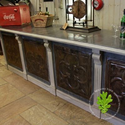 Zinc Topped Counter / Bar with 4 Decorative Tin Panels