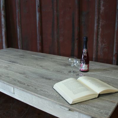 Oak Plank Topped Stretcher Table