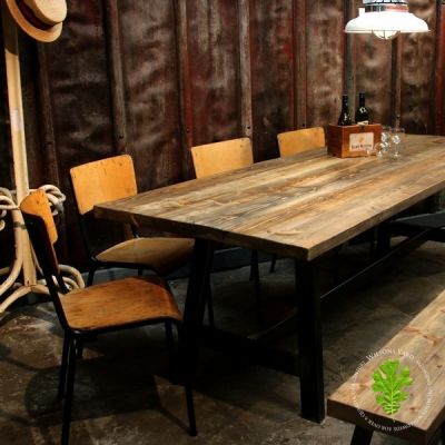 Industrial Style Table with Plank Top