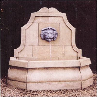 The Triton Collection - French Village Garden Fountain With Lion Head water Spout