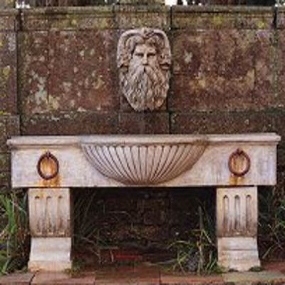 The Triton Collection - Horse Trough Wall Fountain with Neptunes Head