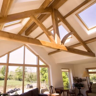 King post truss in Oak