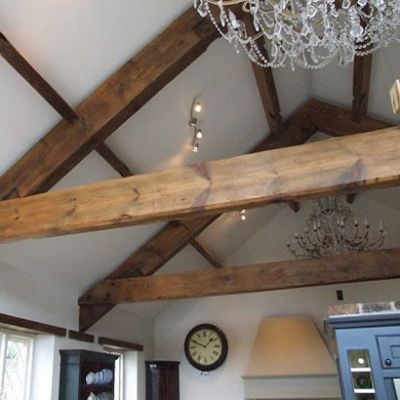Reclaimed Pine A Frame Truss with a raised Tie Beam
