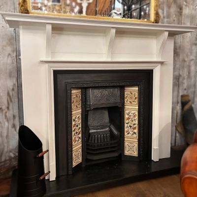 Impressive Edwardian hardwood fireplace with tiled insert 