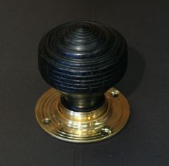 Ebonized Wooden Georgian Door Handle / Door Knob with Brass Back Plate