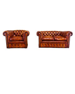 Vintage Chesterfield Suite – 2-Seater Sofa & Armchair