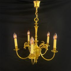 Vintage French Empire style cast bronze chandelier 
