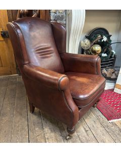 Beautiful leather wing back chair