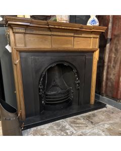 Edwardian wooden fireplace complete with insert 