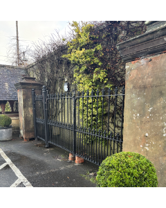 Impressive 20th Century Edinburgh Sandstone Pillars with wrought iron gates