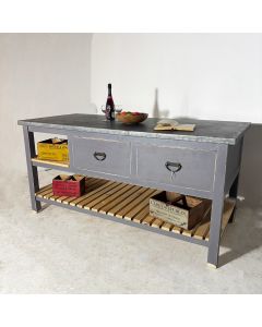 Vintage copper top kitchen island 