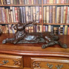 Bronze Resting Hare Sculpture