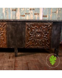 Zinc Paneled Bar Counter with Open Back