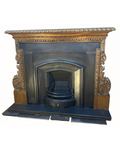 Vintage early 20th century wooden fire surround