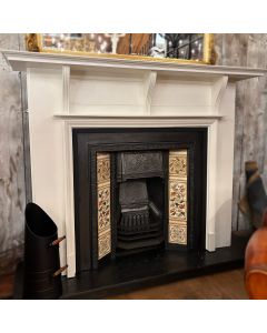 Impressive Edwardian hardwood fireplace with tiled insert 