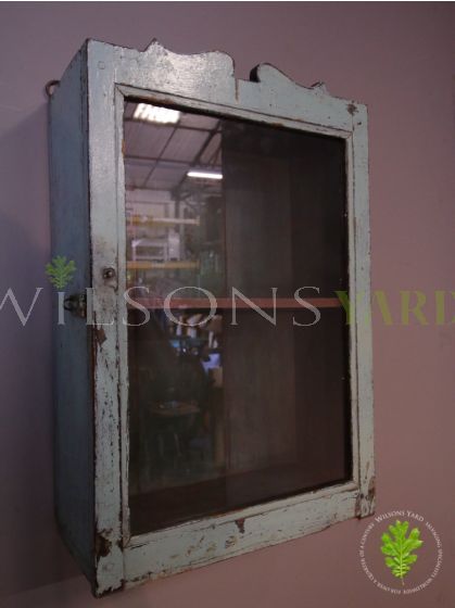 Small Industrial Glazed Cabinet - Bright Blue