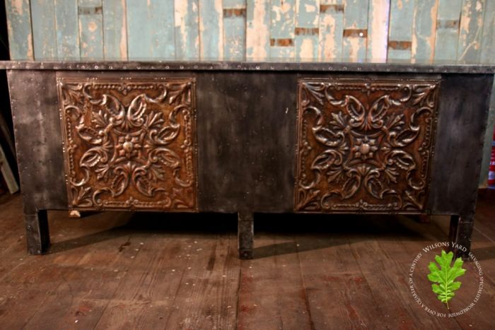Zinc Paneled Bar Counter with Open Back
