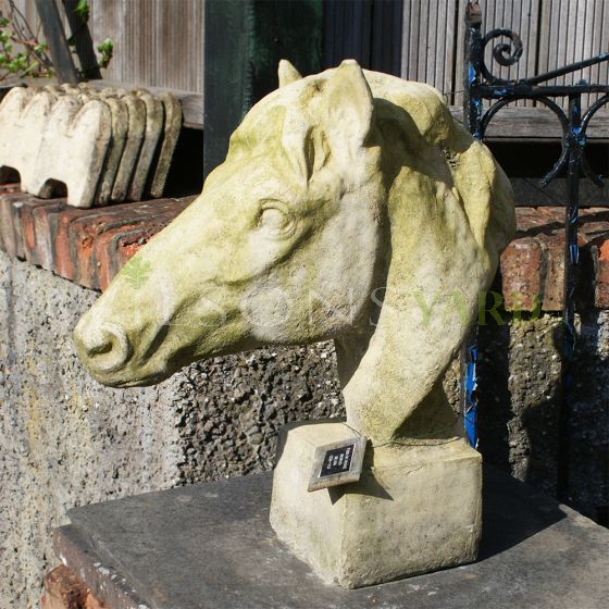 Vintage stone weathered horses head