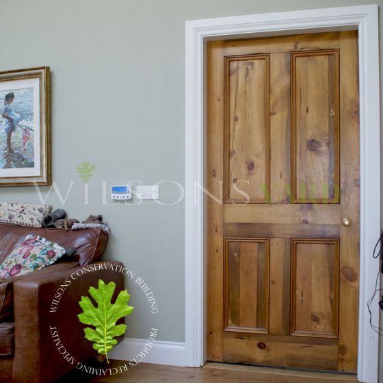 Traditional 4 Panel Reclaimed Pine Door – Toffee Brown Wax