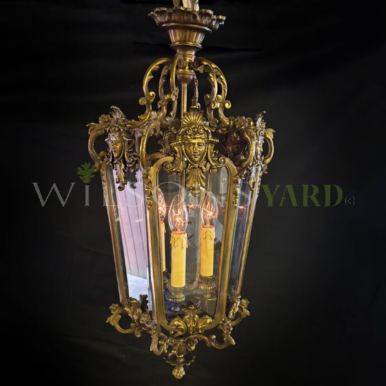 Magnificent vintage cast bronze lantern 