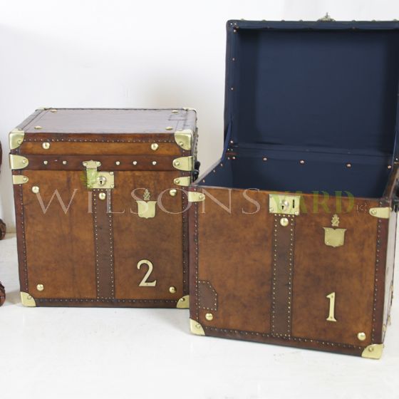 Vintage leather travel trunks 