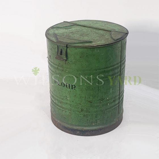 Antique green flour tin