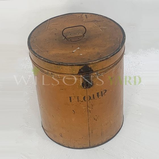 Antique orange flour tin