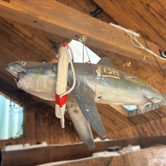 Large vintage shark fish sign 