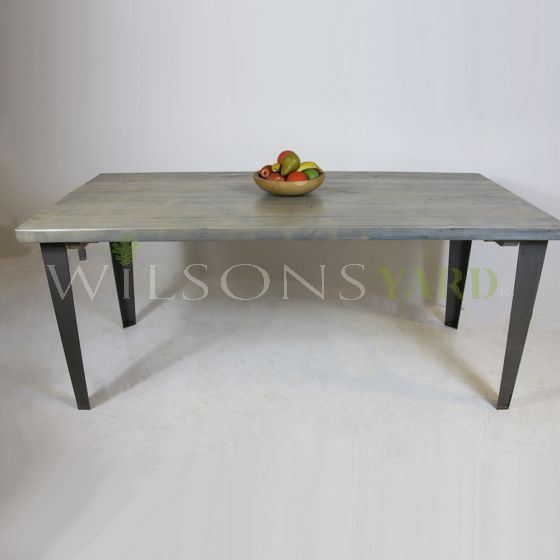 Grey topped kitchen table with metal legs