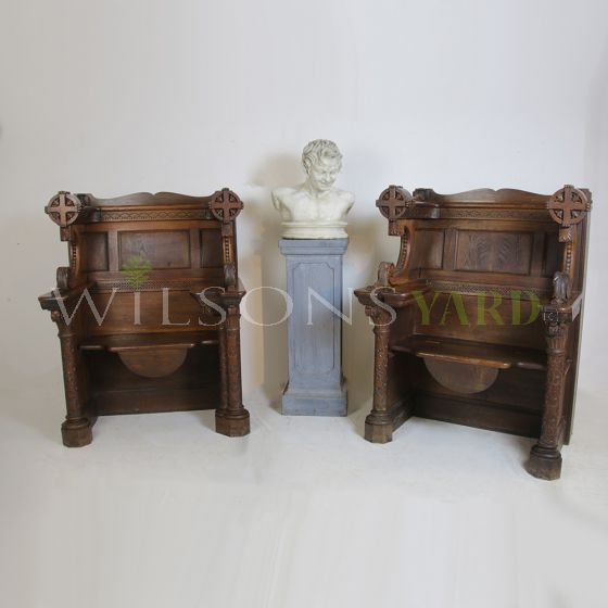 Antique oak bishops throne seats