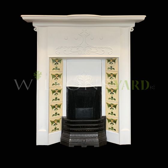 Vintage Art Nouveau cast iron fireplace