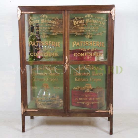 Pretty antique glazed French patisserie cabinet