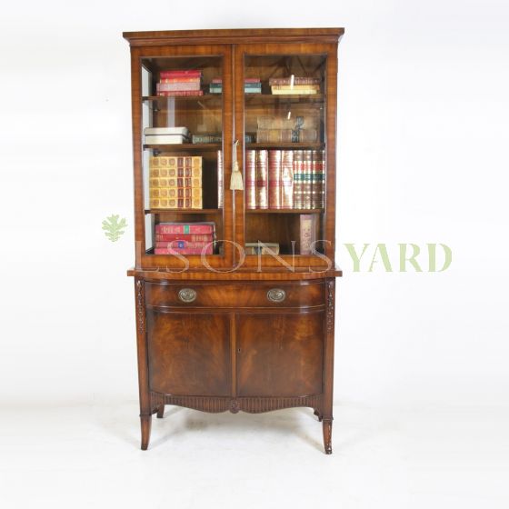 Antique bow fronted mahogany bookcase 