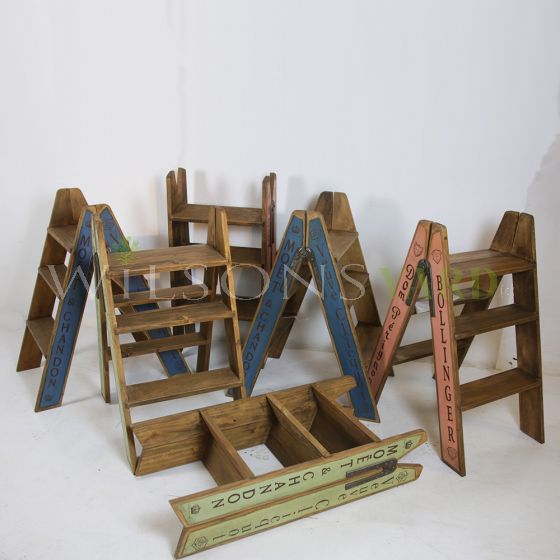Vintage wooden ladder steps