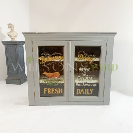 Hand painted 2 door sign writing glazed cupboard