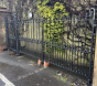 Impressive 20th Century Edinburgh Sandstone Pillars with wrought iron gates
