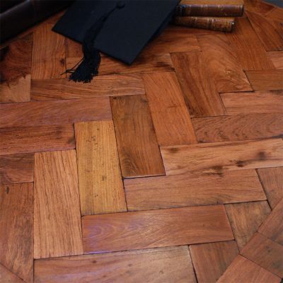 Reclaimed tropical hardwood parquet