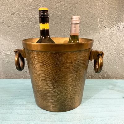 Round drop handle brass ice bucket 