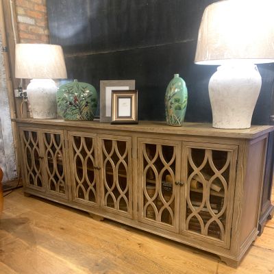 Beautiful wooden period style side board with glazed doors
