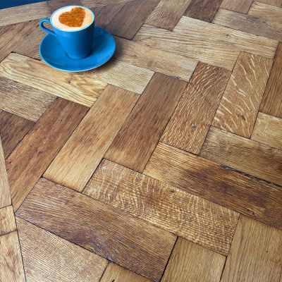 Reclaimed Oak parquet Bonham Carter House in London 