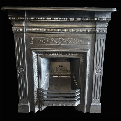 Restored burnished Victorian cast iron fireplace 
