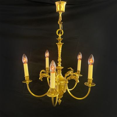 Vintage French Empire style cast bronze chandelier 