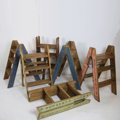 Decorative vintage style wooden ladder 3 steps 