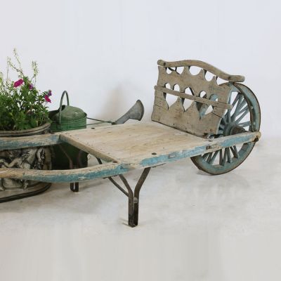 Antique wooden wheel barrow 