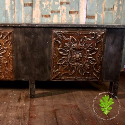 Zinc Paneled Bar Counter with Open Back