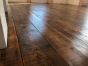 Original salvaged RAF Leachers ebonized Pine plank flooring 