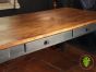 Large Wooden Topped Dining Table with Blue Distressed Legs and 6 Drawers