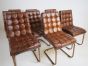 Button back vintage style leather dining chairs 