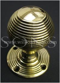 Solid Brass Beehive Door Handles / Door Knobs