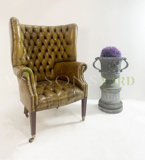 Edwardian leather barrel back chair